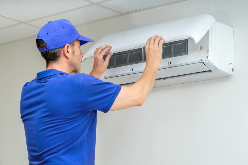 HVAC Technician performing AC Inspection