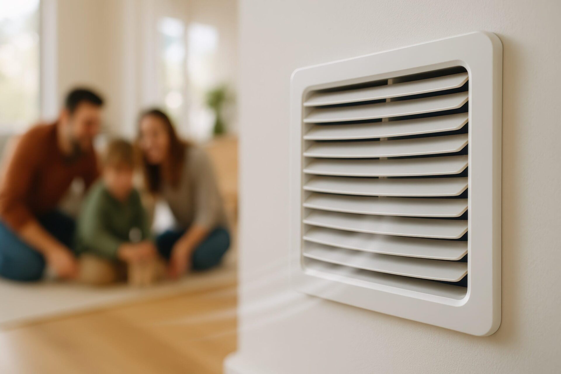 Wall air vent in a family living room